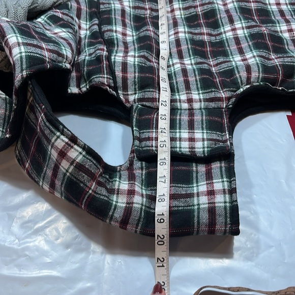 Telluride GRAY KNIT HOODED red green black plaid THICK FLEECE Dog Jacket COAT XL - Picture 6 of 11